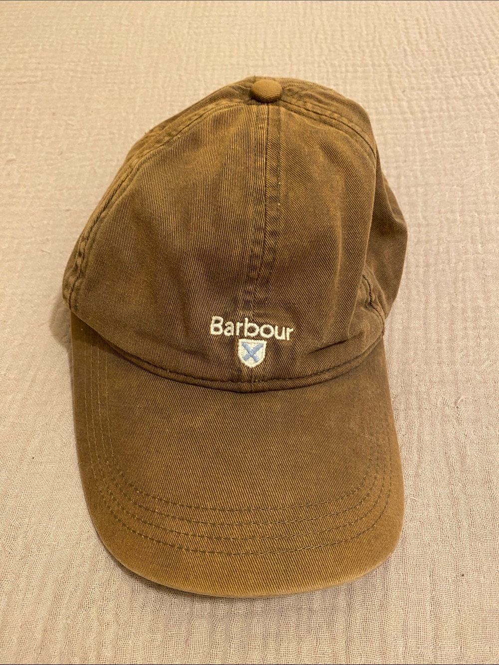 Barbour Brown Cotton Twill Cap with Embroidered Crest - Picture 2 of 5